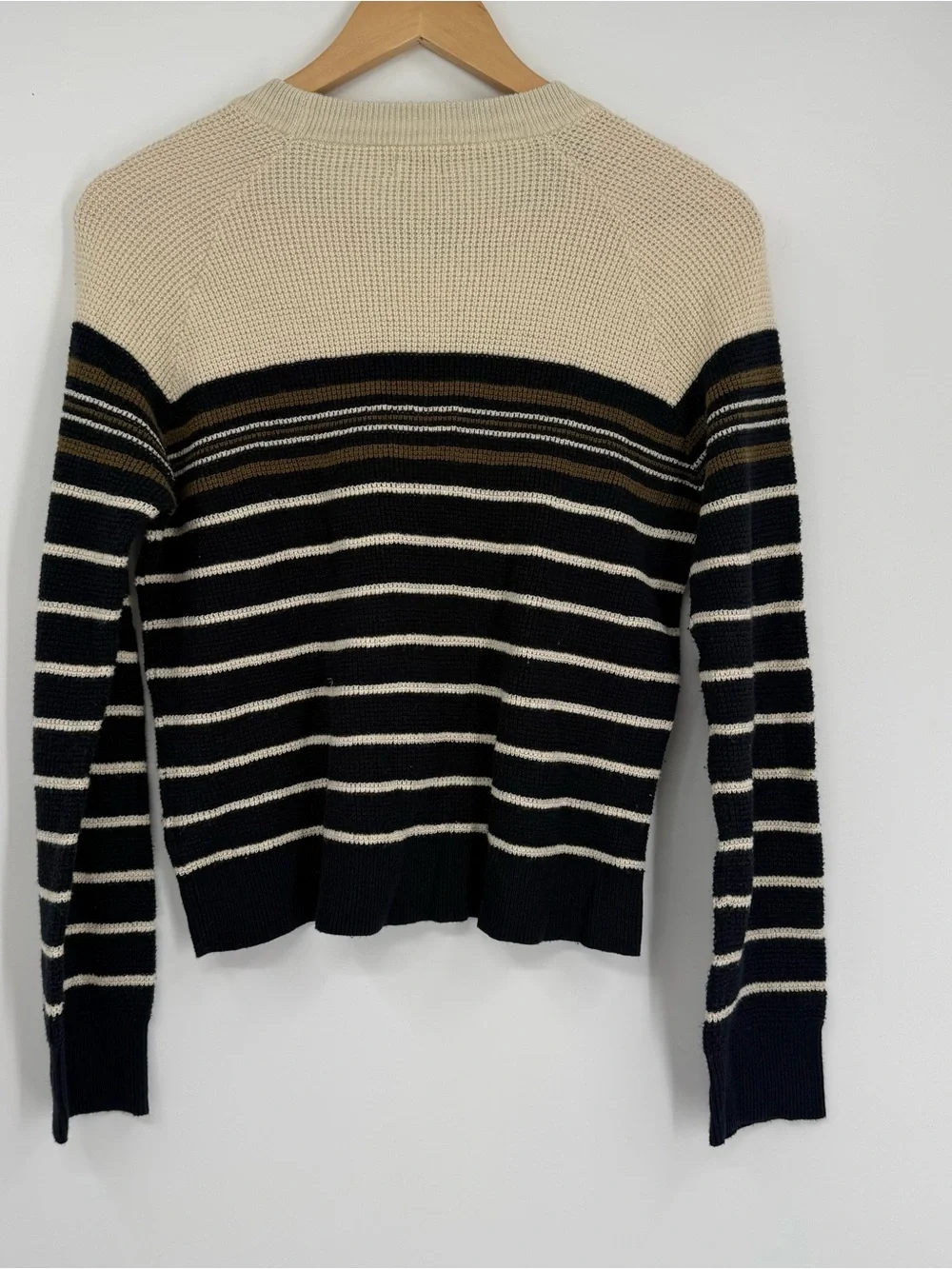 Faherty Women's Size S Waffle Knit Striped Sweater Top Organic Cotton Cashmere
